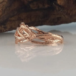 Women's Branch Wedding Band, Twig Engagement Ring, 14k, 18k, Yellow, White, Rose, Green Gold, Hand sculpted by Dawn Vertrees