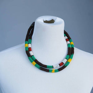Kenyan Maasai beaded two strand Necklace Recyled Flipflop Bead Necklace Multi