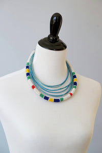 Kenyan Maasai beaded two strand Necklace Recyled Flipflop Bead Necklace Multi