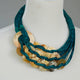 Genuine leather Multi-strand Statement necklace with Horn, bone and stone _ multi