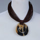 Genuine leather Multi-strand Statement necklace with Horn, bone and stone _ multi
