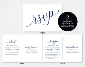 Navy RSVP Cards, RSVP Postcard, rsvp template, wedding rsvp cards, wedding rsvp postcards, rsvp online, PDF Instant Download #BPB320_1_1