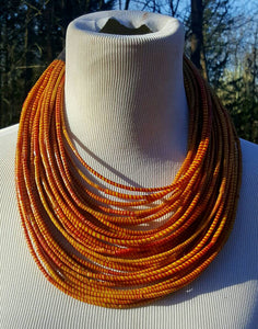 Recyled Flipflop multistrand  Necklace - Mustard