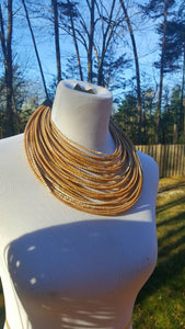 Recyled Flipflop Multistrand Necklace - Caramel