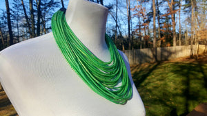 Recyled Flipflop Multistrand Necklace - Green
