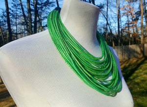 Recyled Flipflop Multistrand Necklace - Green