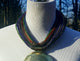 Genuine leather with Bronze pendant Multi-strand Statement necklace - multicolor