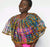 Ankara Large laced Cape with button. No ebelishment