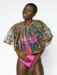 Ankara Large laced Cape with button. No ebelishment
