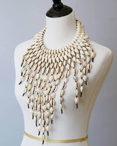 Genuine  Cowry Shell Cascading Necklace African Necklace, Wedding Beaded Necklace, African Jewelry, African Necklace