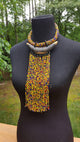 Handmade glass beads and wood Statement Necklace
