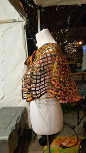 Handmade African Wax Print /Ankara Laced Cape Necklace - convertible, bathing suit cover up, skirt, poncho