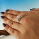 Raw Three Diamond Gold Twig Engagement Ring, 3 Diamond Ring, NO BAND Custom Made-to-Order, Hand Sculpted wedding ring, engagement ring