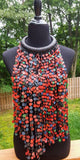 Genuine leather and Old Vulcanic/valcanite/vinyl/Heishi STATEMENT NECKLACE