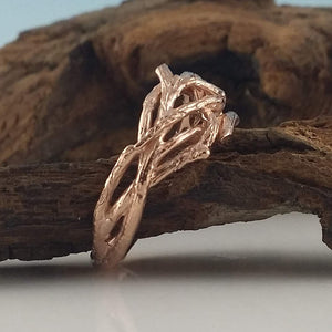 Women's Branch Wedding Band, Twig Engagement Ring, 14k, 18k, Yellow, White, Rose, Green Gold, Hand sculpted by Dawn Vertrees