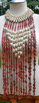 Recycled Rubber Mixed Genuine cowry shell and Glass Beads Statement Necklace