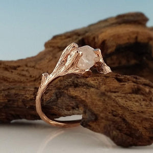 Twig Engagement Ring, Uncut Rough White Sapphire in 14k Yellow, White, Green or Rose Gold  (Solitaire Only) White Sapphires by Dawn Vertrees