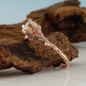 Twig Engagement Ring, Uncut Rough White Sapphire in 14k Yellow, White, Green or Rose Gold  (Solitaire Only) White Sapphires by Dawn Vertrees