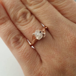 Twig Engagement Ring, Uncut Rough White Sapphire in 14k Yellow, White, Green or Rose Gold  (Solitaire Only) White Sapphires by Dawn Vertrees