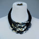 Genuine leather Multi-strand Statement necklace with Horn, bone and stone _ multi
