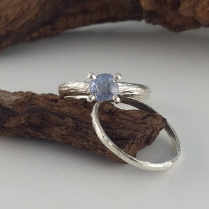Blue Montana Sapphire Twig Bridal Set, Sterling Silver with Colorful Sapphires by Dawn Vertrees