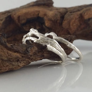 Women's Branch Wedding Band Set, Twig Engagement Ring, 14k, 18k, Yellow, White, Rose, Green Gold, Hand sculpted by Dawn Vertrees