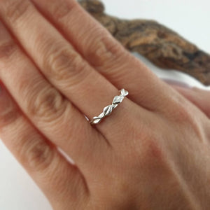 Leaf and Twig Wedding Band, 14k or 18k Gold, Hand Sculpted Gold Wedding Ring by Dawn Vertrees