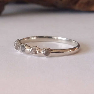 Raw Diamond Ring in 14K white gold, diamond wedding band by Dawn Vertrees