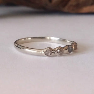 Raw Diamond Ring in 14K white gold, diamond wedding band by Dawn Vertrees