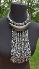 Handmade glass beads and wood Statement Necklace