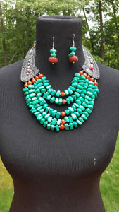 Obaa pa turquoise necklace set  on Sale