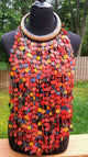 Genuine leather and Old Vulcanic/valcanite/vinyl/Heishi STATEMENT NECKLACE