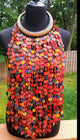 Genuine leather and Old Vulcanic/valcanite/vinyl/Heishi STATEMENT NECKLACE