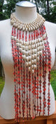 Recycled Rubber Mixed Genuine cowry shell and Glass Beads Statement Necklace