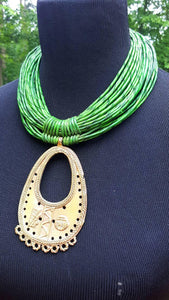 Genuine leather Multi-strand Statement necklace