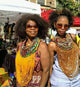 Dufie statement Ghana local trade beads with Ankara Multistrand  Necklace