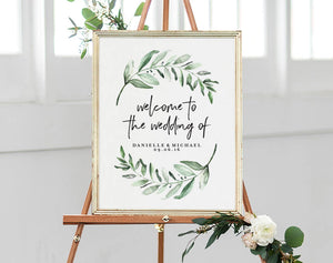 Greenery Wedding Sign, Welcome Sign, Welcome Wedding Sign, Sign Printable, Bliss Paper Boutique, PDF Instant Download #BPB330_59