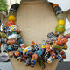 Ghana trade beads bunched statement necklace