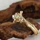 Raw Diamond Twig Engagement Ring, Premium Three Stone Wedding Set, 14k or 18k Gold, Hand Sculpted by Dawn Vertrees