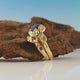 Blue Ceylon Sapphire Leaf and Twig Bridal Set in 18k Yellow Gold,  Wedding Set, 3 Stone Engagement Ring Hand sculpted by Dawn Vertrees