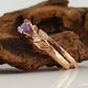 Purple Montana Sapphire Twig Engagement rings Bridal Set, Gold with Colorful Sapphires by Dawn Vertrees