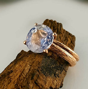 Blue Montana Sapphire Twig Engagement Bridal Set, 14k Rose Gold by Dawn Vertrees