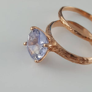 Blue Montana Sapphire Twig Engagement Bridal Set, 14k Rose Gold by Dawn Vertrees