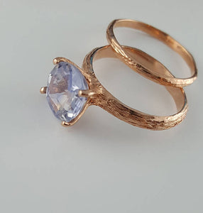 Blue Montana Sapphire Twig Engagement Bridal Set, 14k Rose Gold by Dawn Vertrees