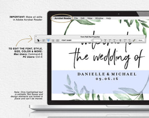 Greenery Wedding Sign, Welcome Sign, Welcome Wedding Sign, Sign Printable, Bliss Paper Boutique, PDF Instant Download #BPB330_59
