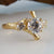Three Round Moissanite Diamond Engagement Ring set, Hand Made Branch Style Wedding Ring Set in Gold, bridal band set by Dawn Vertrees