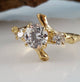 Three Round Moissanite Diamond Engagement Ring set, Hand Made Branch Style Wedding Ring Set in Gold, bridal band set by Dawn Vertrees