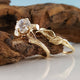 Gold Moissanite Leaf and Twig Engagement Ring in 14k or 18k, Branch Style wedding Ring by Dawn Vertrees
