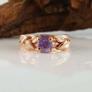 Purple Montana Sapphire Twig Engagement rings Bridal Set, Gold with Colorful Sapphires by Dawn Vertrees
