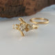 Raw Diamond Twig Engagement Ring, Premium Three Stone Wedding Set, 14k or 18k Gold, Hand Sculpted by Dawn Vertrees